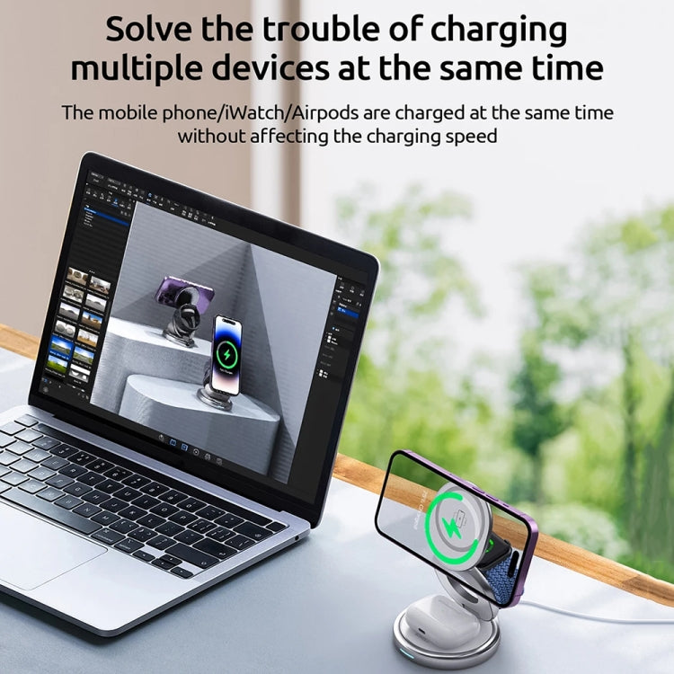 3 In 1 Zinc Alloy Magnetic Folding Wireless Charger